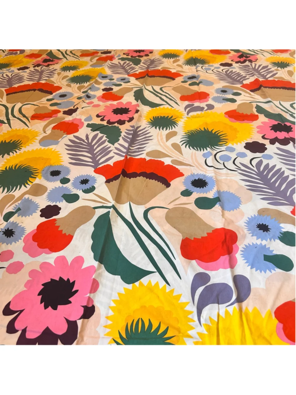 Marimekko Floral Duvet Cover Queen Multicolor White Cotton Dopamine Floral 92x92